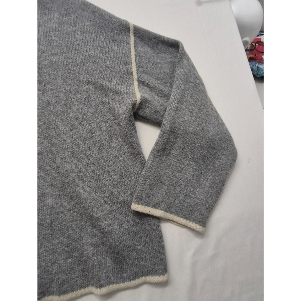 Zara women's Grey high neck pullover tight knit sweater off white‎ detail sz. LG - Picture 3 of 14